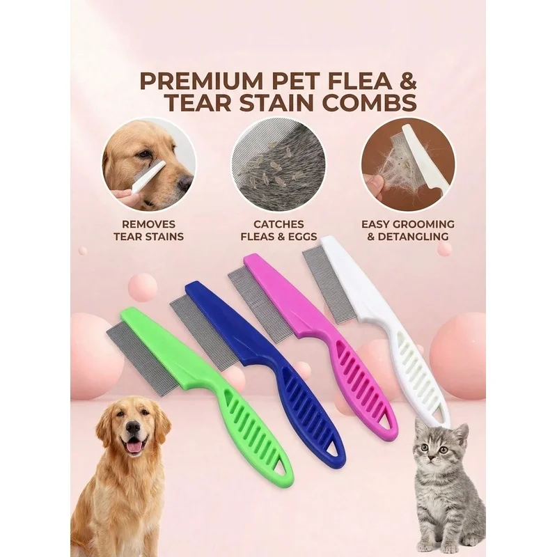 Flea Comb Fine Tooth Pet Tear Stain - Fine Tooth Stainless Steel Pet Tear