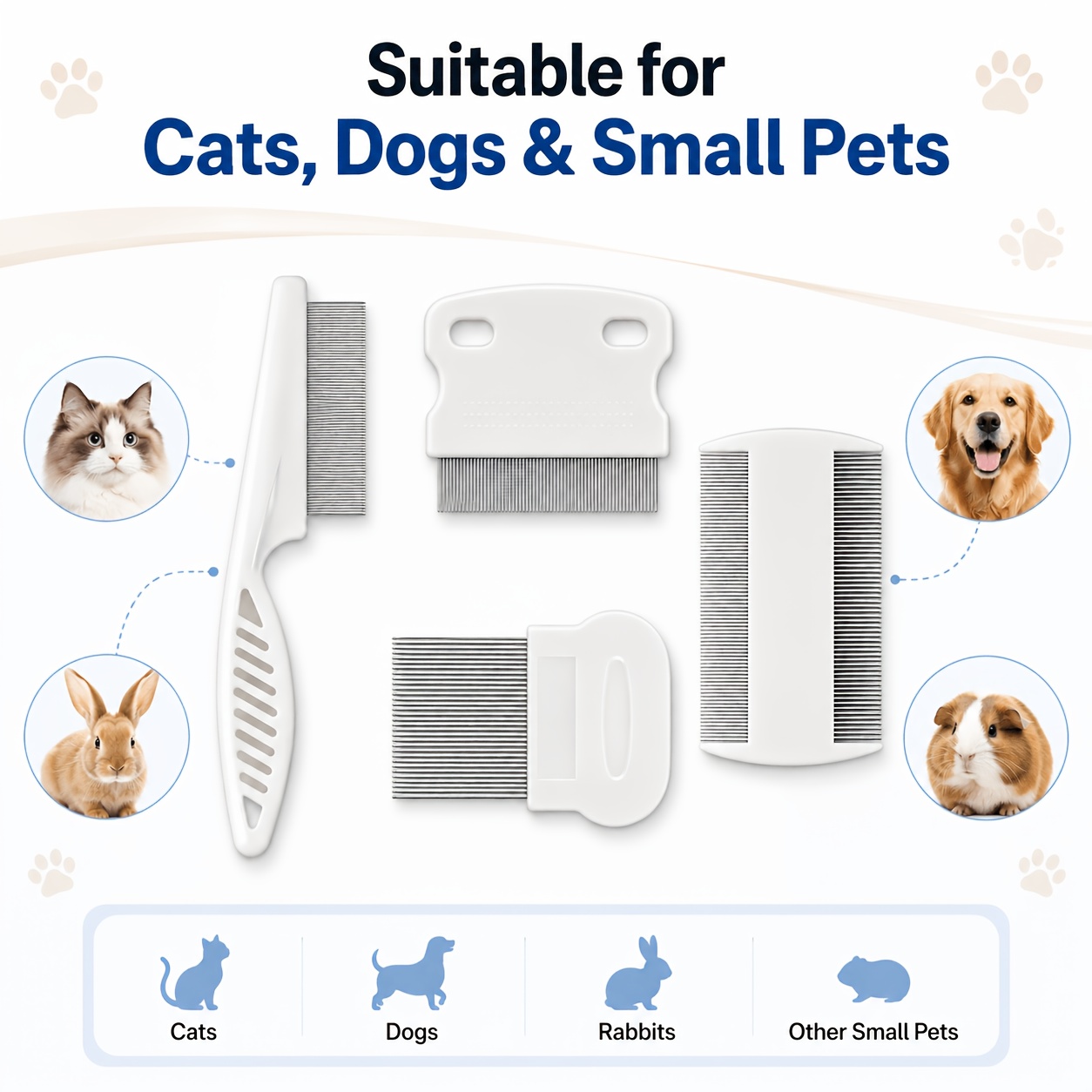 Flea Comb Fine Tooth Pet Tear Stain - 4PCS Pet Comb Flea Comb Fine-Toothed