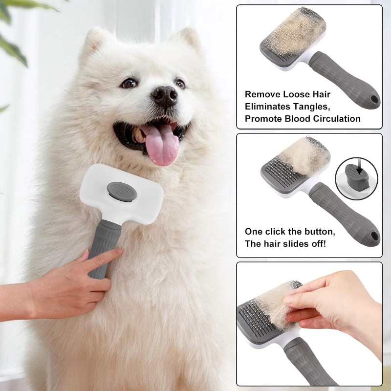 Slicker Brush Self Cleaning Pet Grooming - Self-cleaning Pet Hair Remove Comb Cat