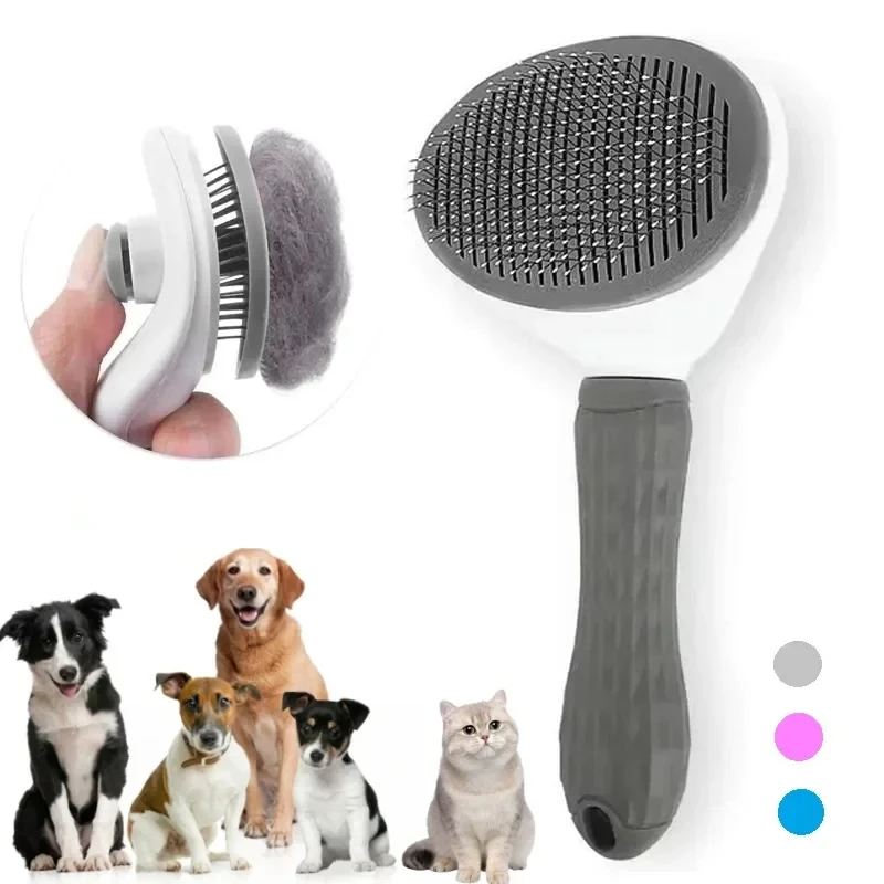 Slicker Brush Self Cleaning Pet Grooming - Self-Cleaning Pet Hair Removal Comb Cat
