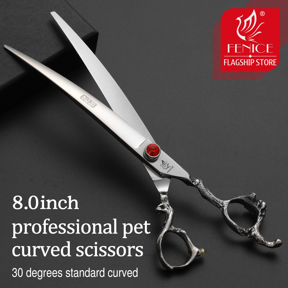 Professional Pet Grooming Scissors Curved - Fenice Rồng Tay Cầm 8 Inch