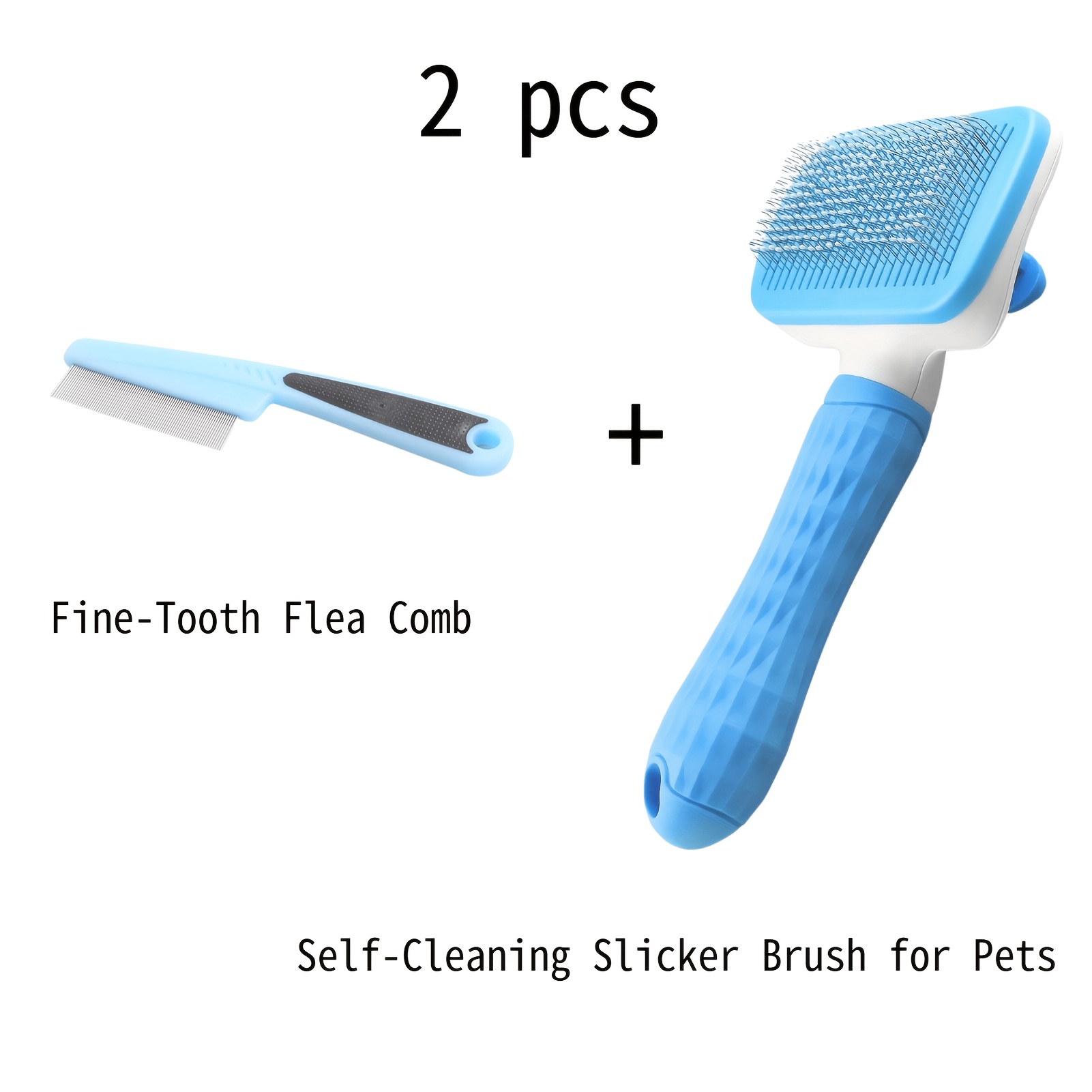 Slicker Brush Self Cleaning Pet Grooming - 2pcs Pet Grooming Tool Set,Self-Cleaning Slicker