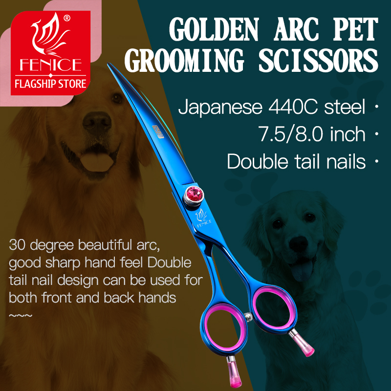 Professional Pet Grooming Scissors Curved - Fenice Chuyên Nghiệp Nhật Bản 440c