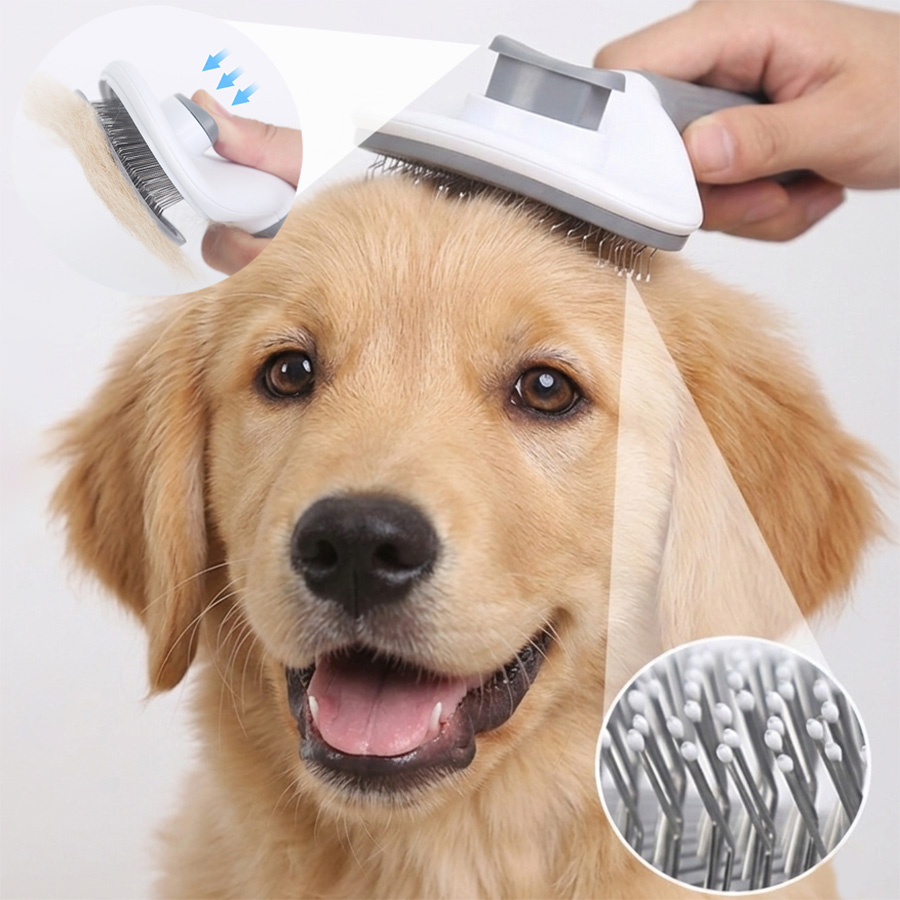 Slicker Brush Self Cleaning Pet Grooming - Self-Cleaning Pet Slicker Brush One-Click Cat