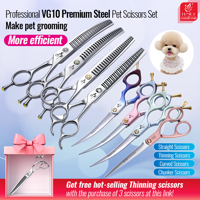 Professional Pet Grooming Scissors Curved - Fenice Professional VG10 Steel 6.25/6.5/7 inch