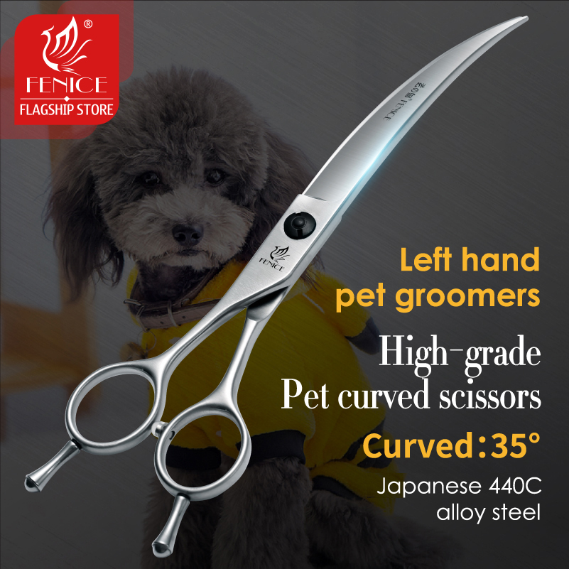 Professional Pet Grooming Scissors Curved - Fenice Professional Left Hand 7/7.5 Inch