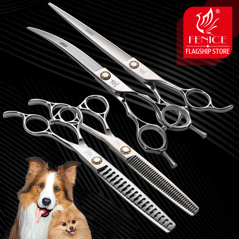Professional Pet Grooming Scissors Curved - Fenice 6.5/7/7.5/8 Inch Chó Mèo Thú