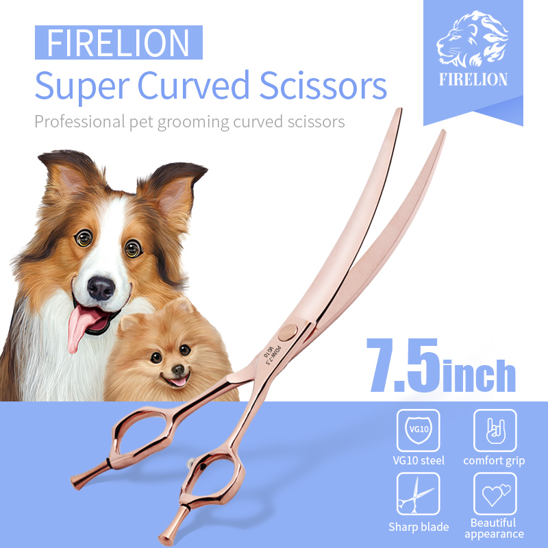 Professional Pet Grooming Scissors Curved - FIRELION Chuyên Nghiệp VG10 7.0 Inch