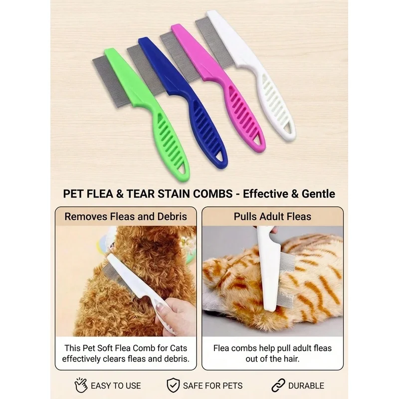 Fine Tooth Stainless Steel Pet - đánh giá và giá Flea Comb Fine Tooth Pet Tear Stain