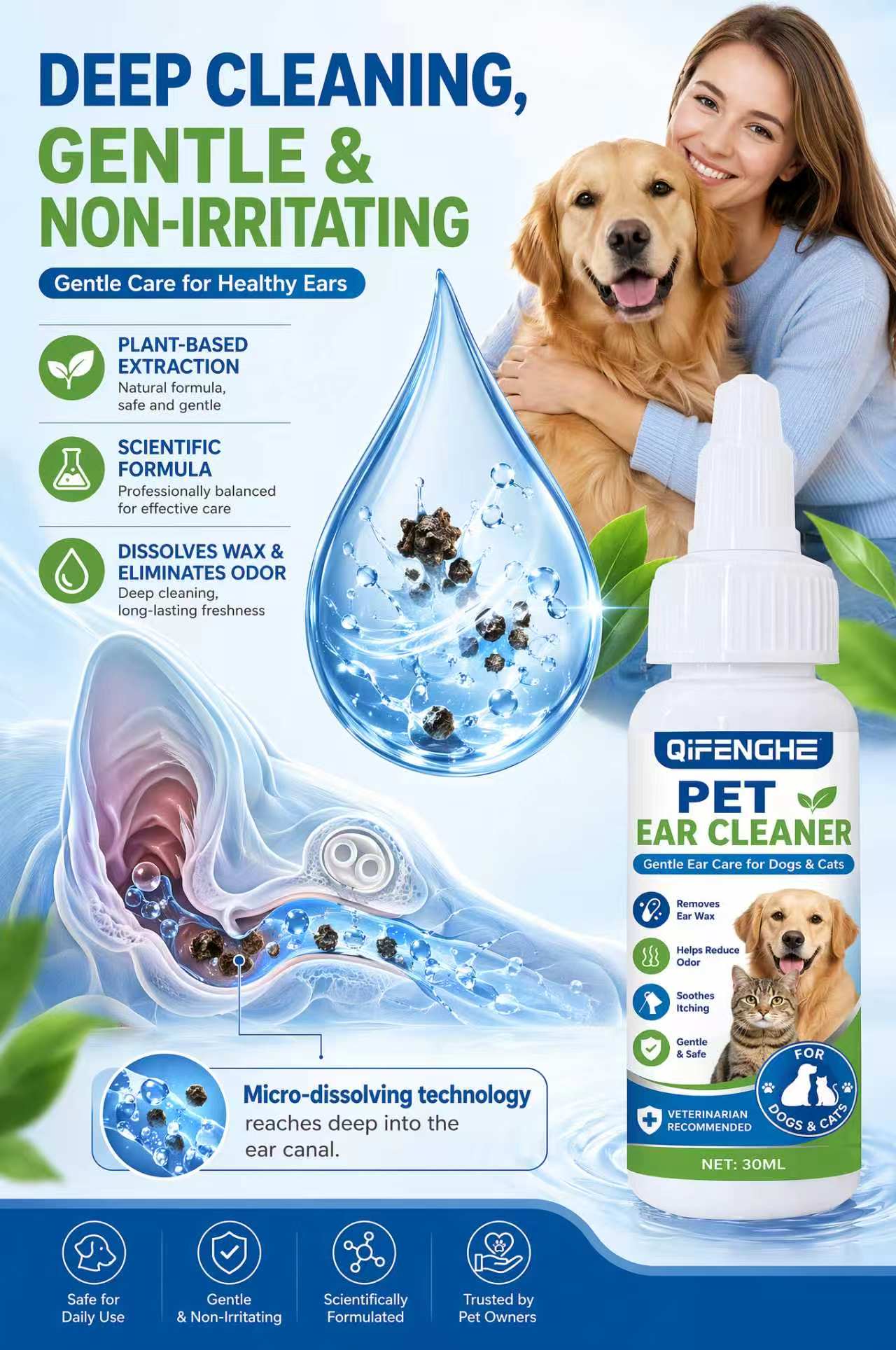 30ml Pet Ear Cleaner Drops for - đánh giá và giá Dog Ear Cleaner Solution Drops Wash