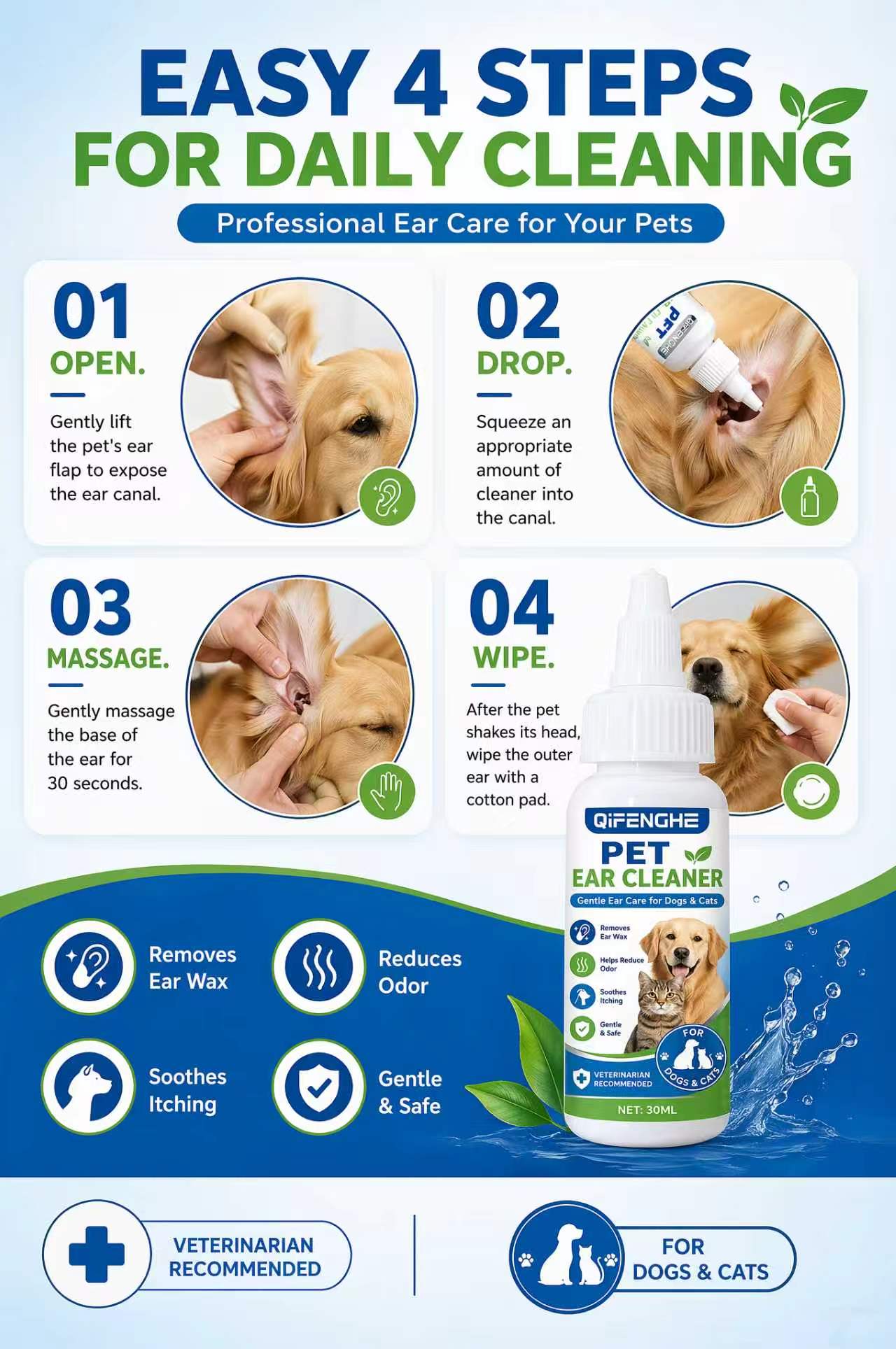 30ml Pet Ear Cleaner Drops for - đánh giá và giá Dog Ear Cleaner Solution Drops Wash