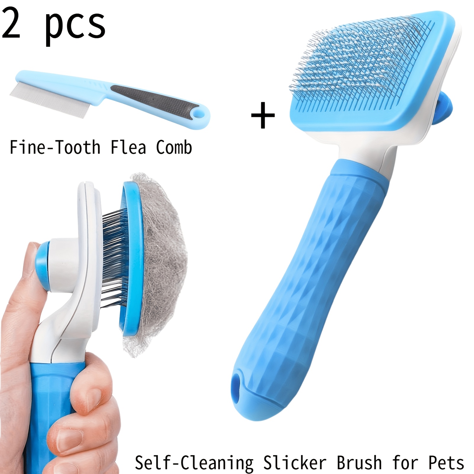 2pcs Pet Grooming Tool Set,Sel - đánh giá và giá Slicker Brush Self Cleaning Pet Grooming
