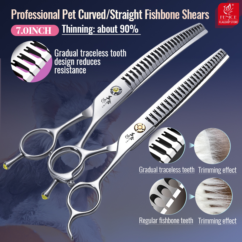 Fenice Professional VG10 Steel - đánh giá và giá Professional Pet Grooming Scissors Curved