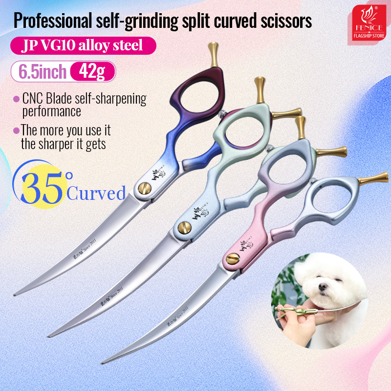 Fenice Professional VG10 Steel - đánh giá và giá Professional Pet Grooming Scissors Curved