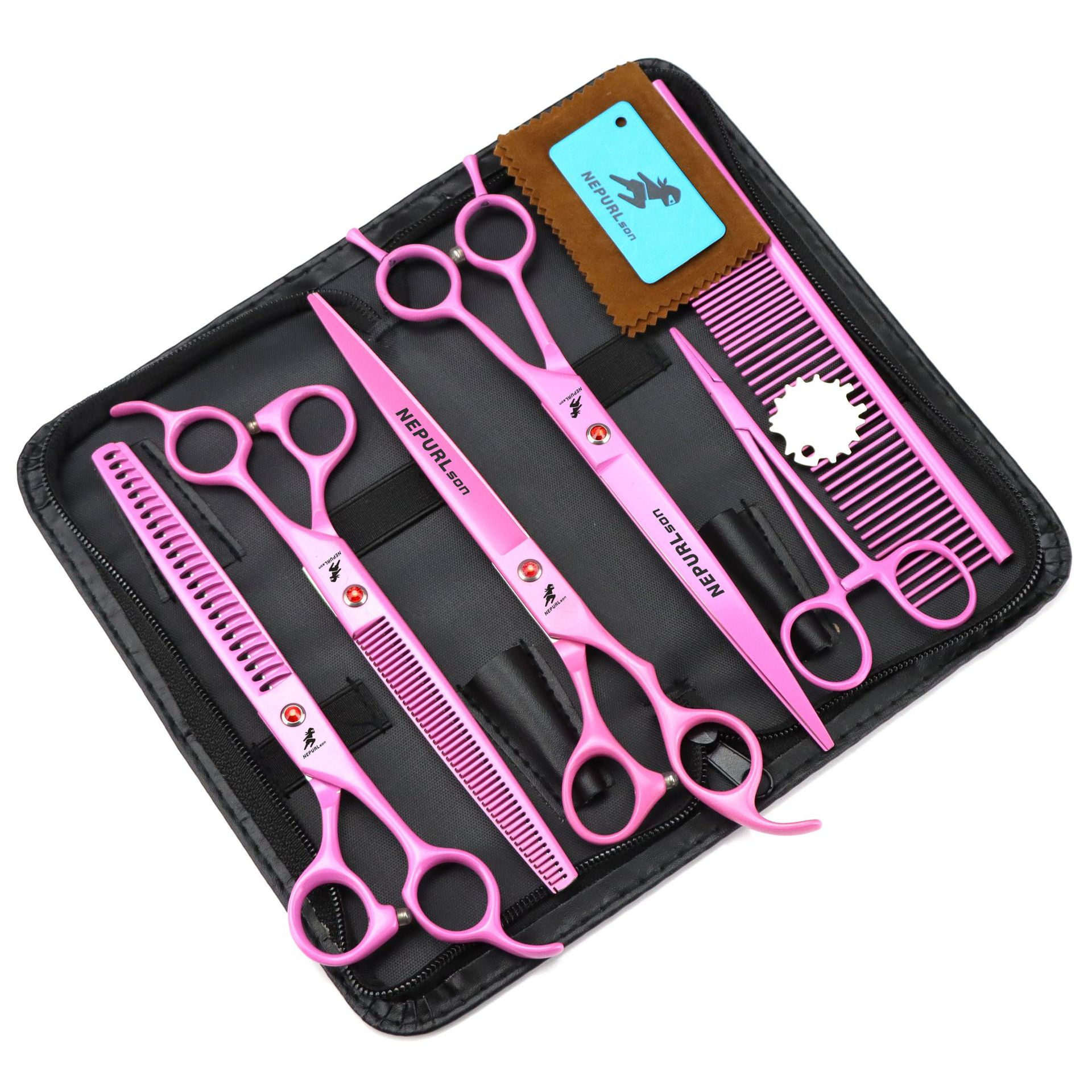 Dog Grooming Scissors Kit Pink - đánh giá và giá Professional Pet Grooming Scissors Curved