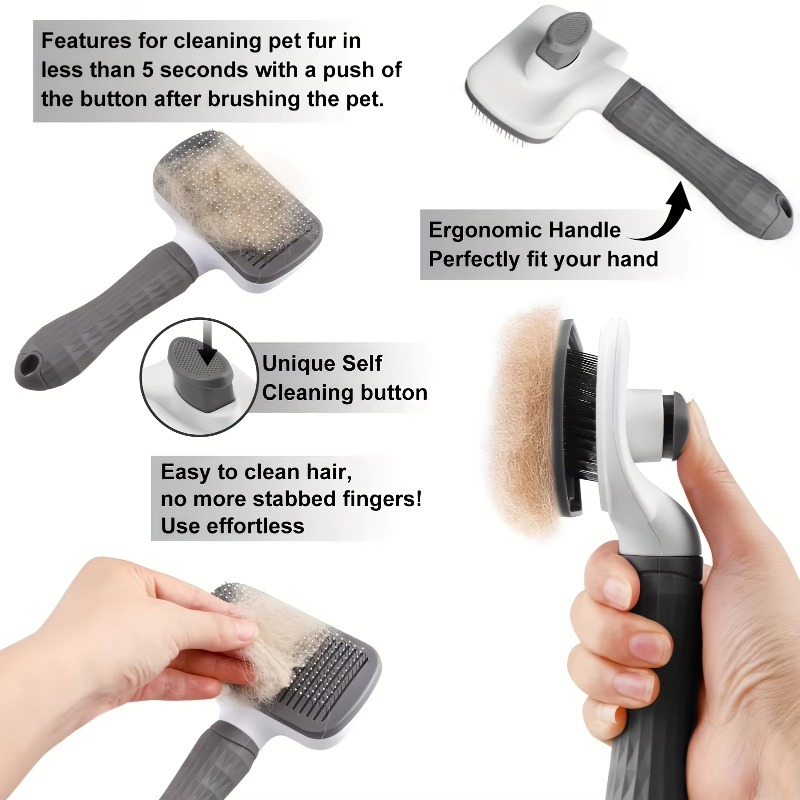 Self Cleaning Pet Grooming Bru - đánh giá và giá Slicker Brush Self Cleaning Pet Grooming