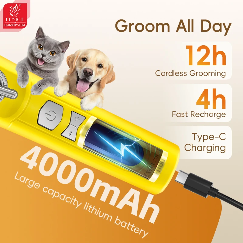 Fenice H100 Cordless Rechargea - đánh giá và giá Cordless Dog Clippers Low Noise Grooming
