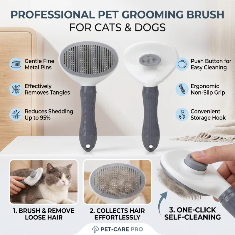 Dog Cat Grooming Brush, Self-C - đánh giá và giá Slicker Brush Self Cleaning Pet Grooming